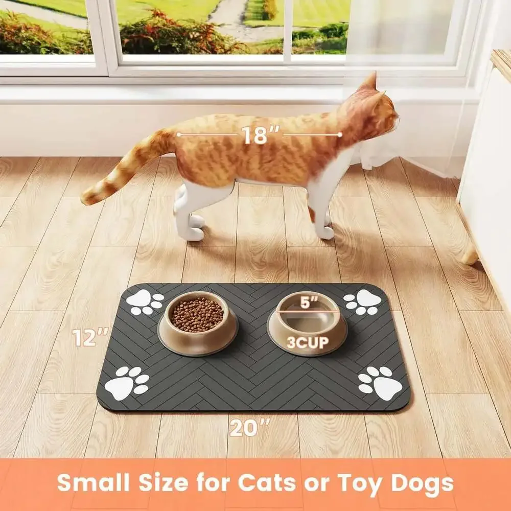 Pet Feeding Mat-Absorbent Pet Placemat for Food and Water Bowl with Waterproof R
